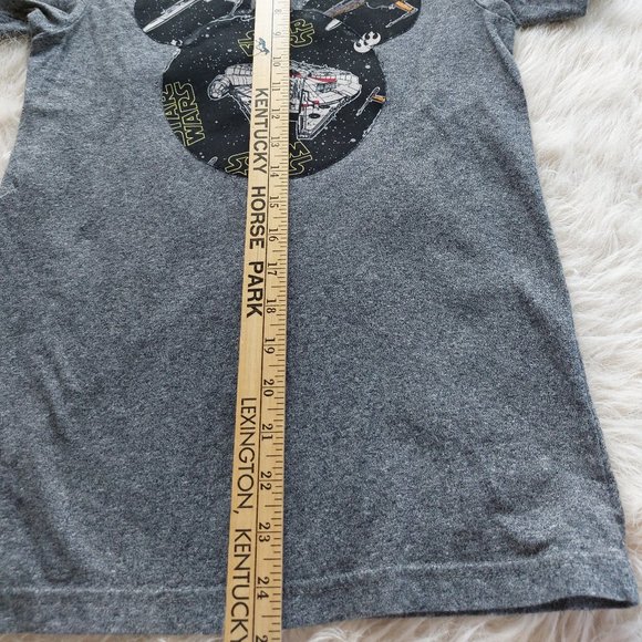 Express Women's Grey Star War Mickey Head Crew Neck T-Shirt Size XS - Picture 7 of 7